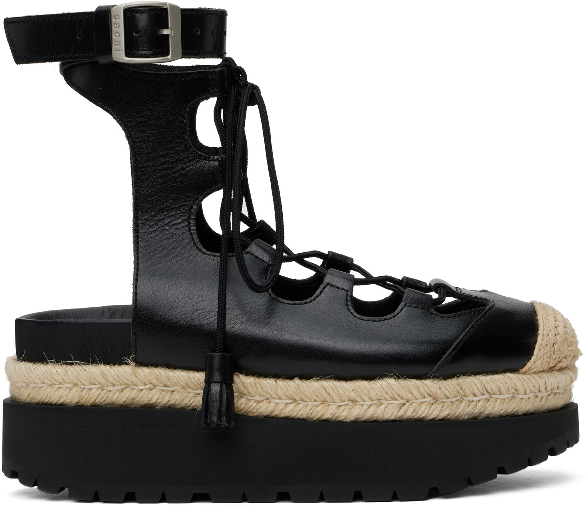 SACAI 2023 サンダル Lace-up leather sandals 774287 Lace-up leather sandals in black - Sacai | Mytheresa