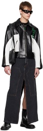 Andersson Bell Black & White Paneled Leather Biker Jacket
