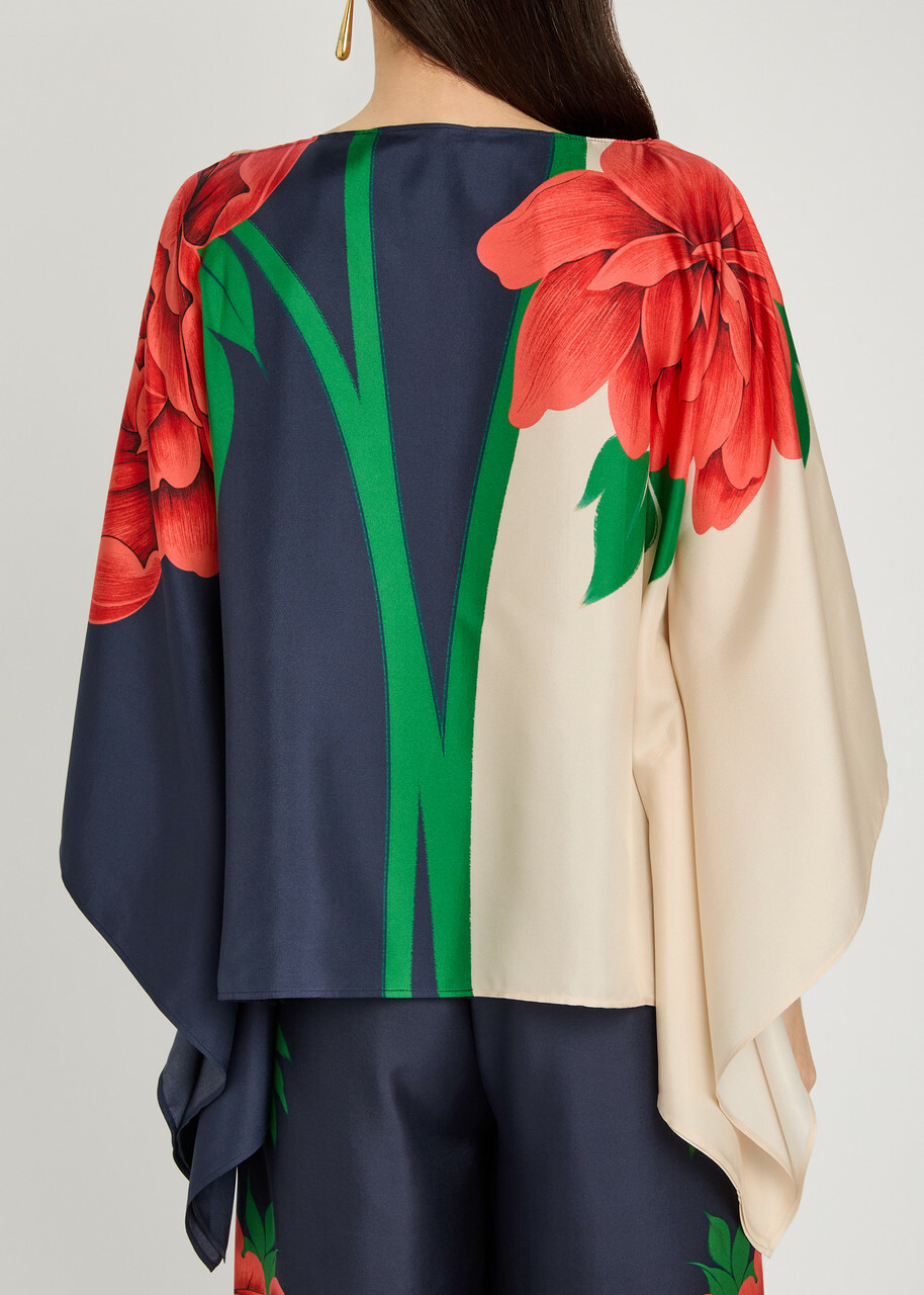 LA Double J Foulard Floral-print Silk top Multicoloured