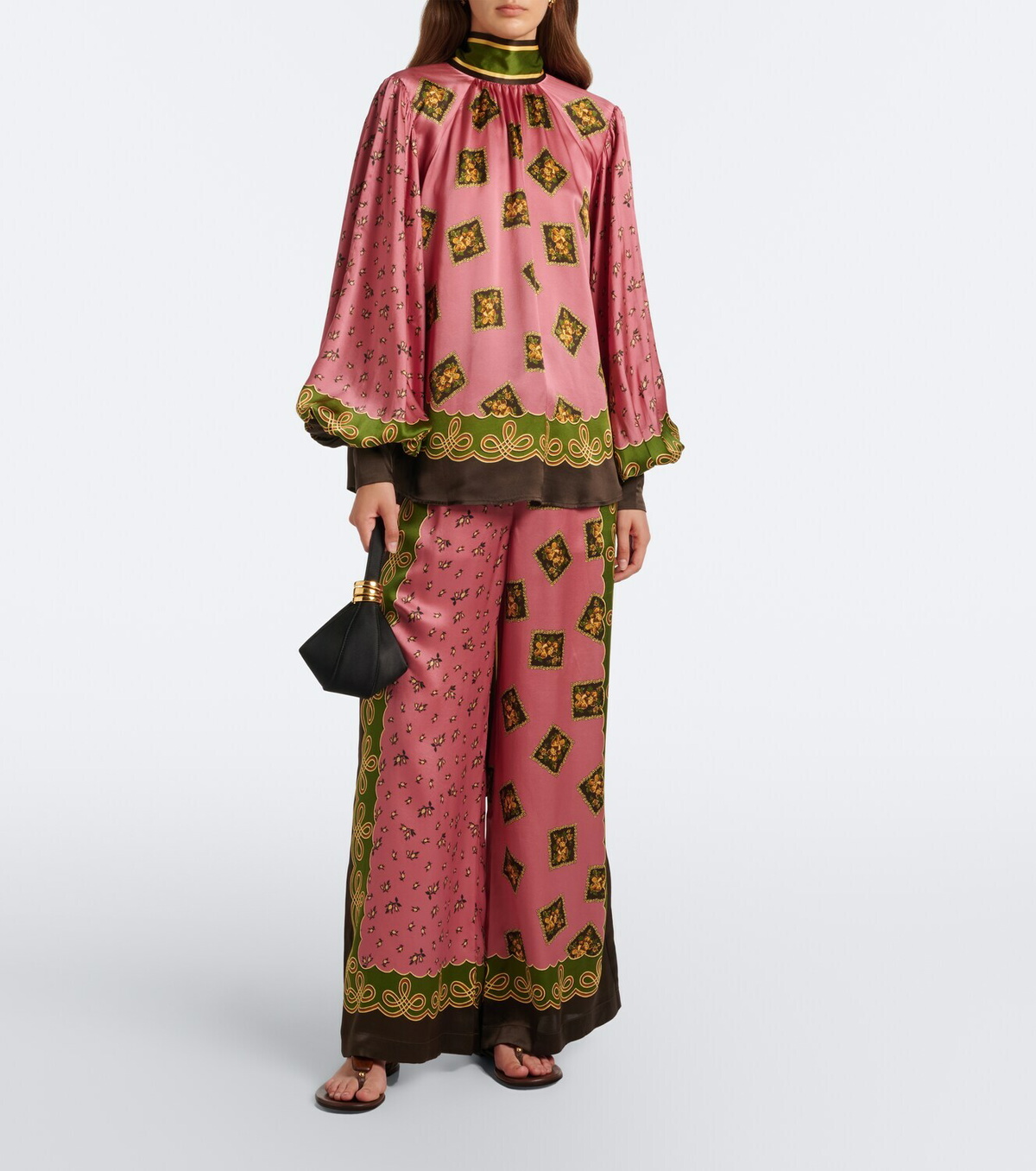 Alémais Lacey printed silk twill palazzo pants