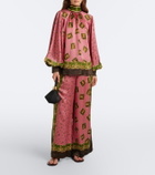 Alémais Lacey printed silk twill palazzo pants