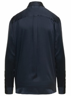 Equipment signature Navy Blue Long Sleeves Shirt In Silk Woman