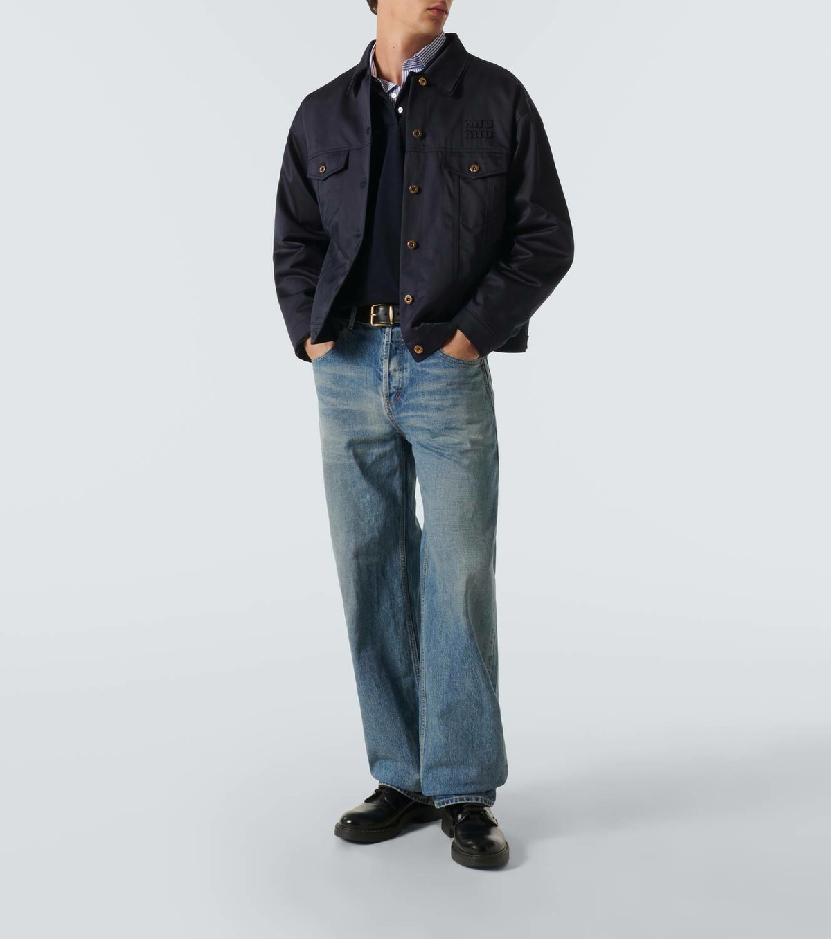 Miu Miu Logo cotton chino blouson Miu Miu