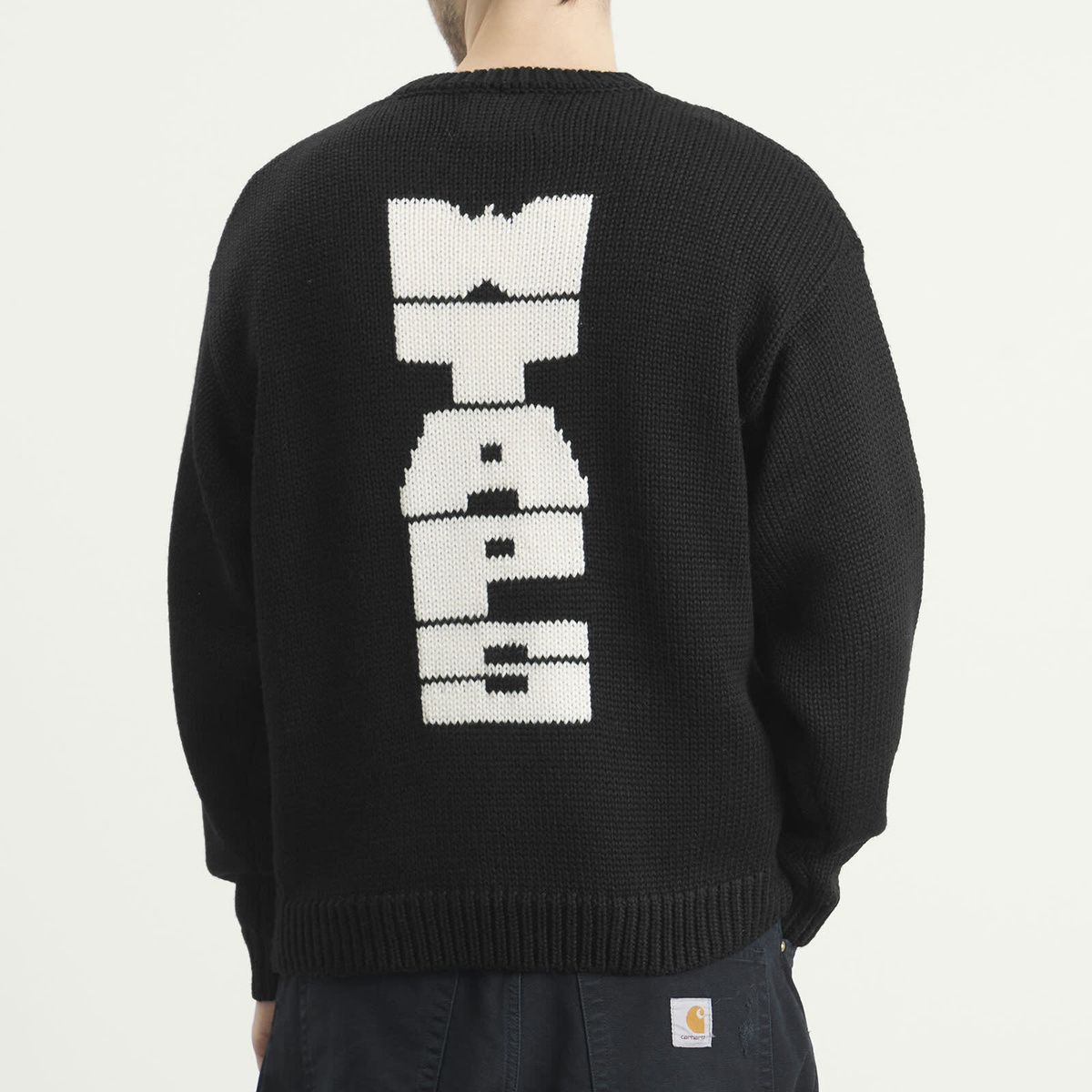 WTAPS Men's Intarsia Knit Sweater in Black WTAPS
