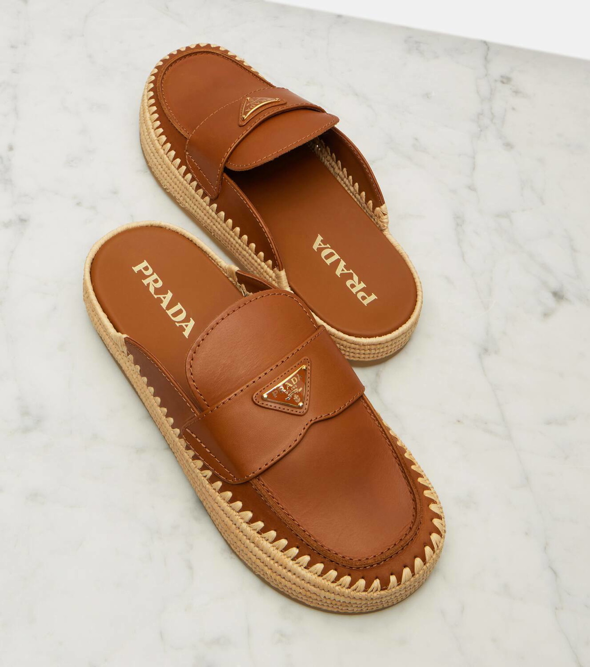 Prada Leather espadrille mules