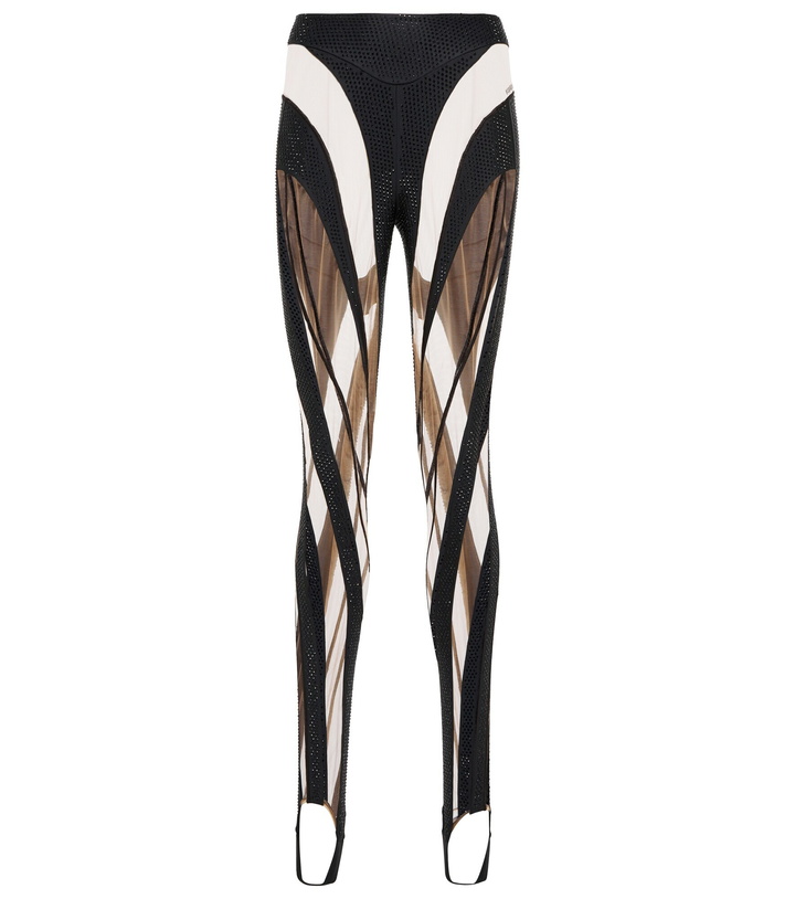 Photo: Mugler - Embellished high-rise spiral leggings