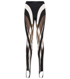 Mugler - Embellished high-rise spiral leggings