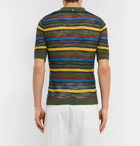 Jacquemus - Slim-Fit Striped Knitted Cotton-Blend Polo Shirt - Green