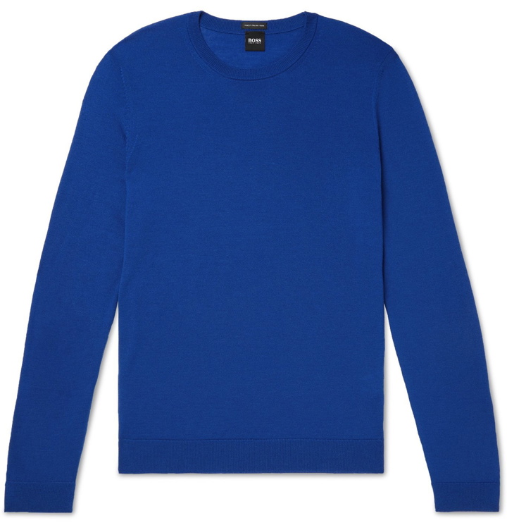 Photo: Hugo Boss - Slim-Fit Virgin Wool Sweater - Blue