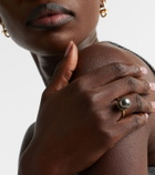 Octavia Elizabeth Orb 18kt gold ring with pearl and diamonds