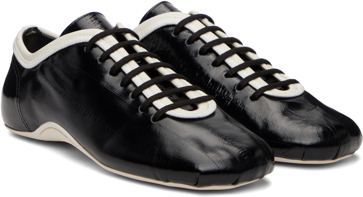 Dries Van Noten Black Leather Ballerina Sneakers