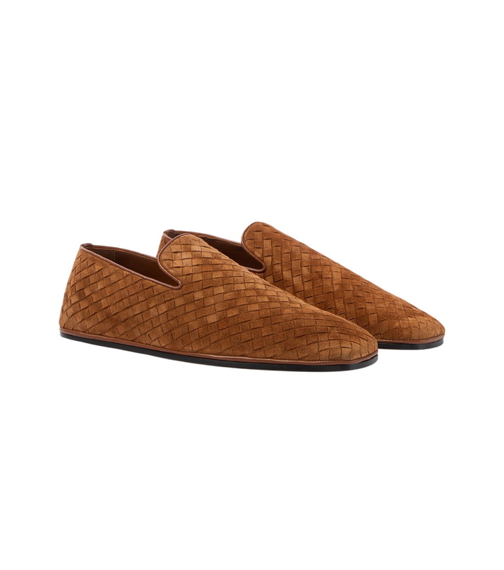 Photo: Bottega Veneta Palazzo Intrecciato suede loafers