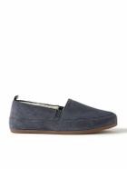 Mulo - Fleece-Lined Suede Loafers - Blue