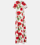 Oscar de la Renta Embellished floral cotton poplin gown