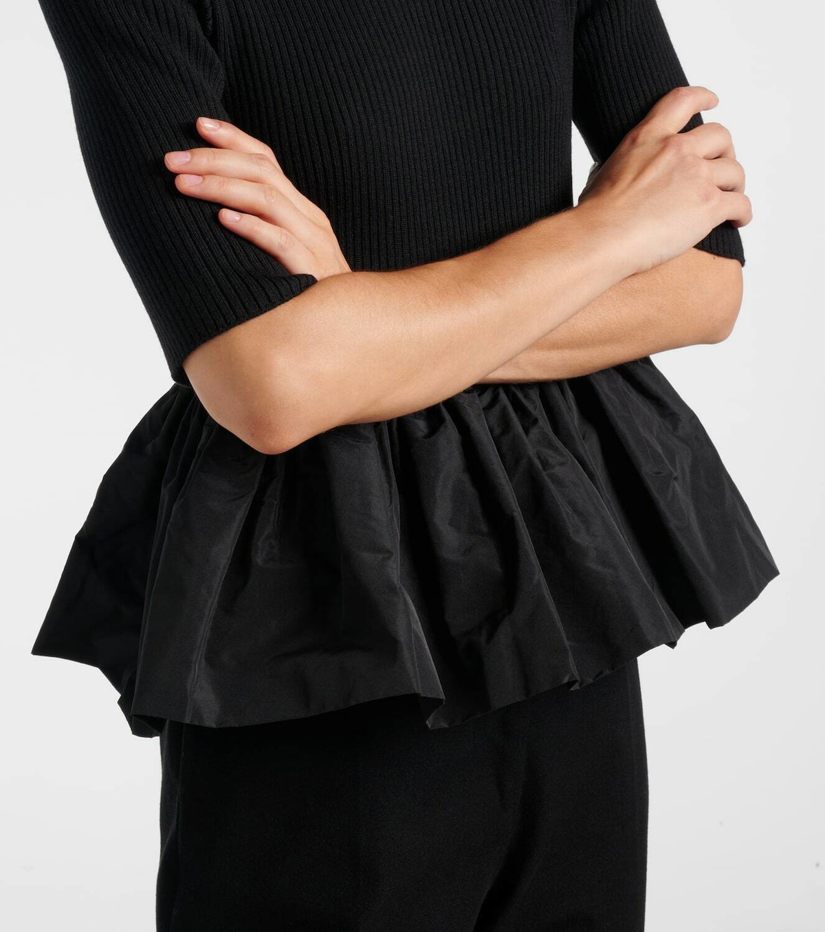 Patou Ribbed-knit peplum wool top
