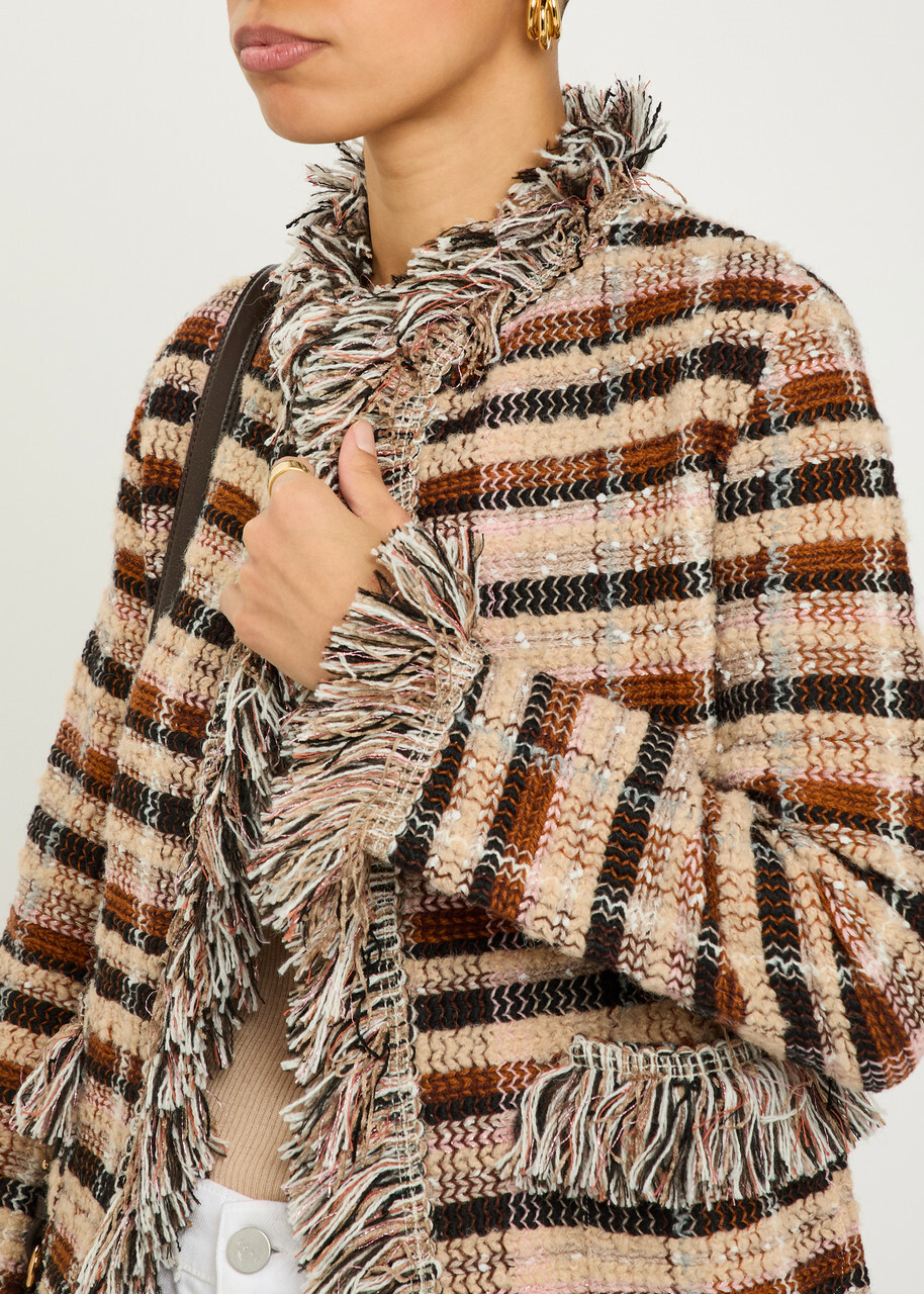 Etro Striped Fringed Woven Jacket Multicoloured 1