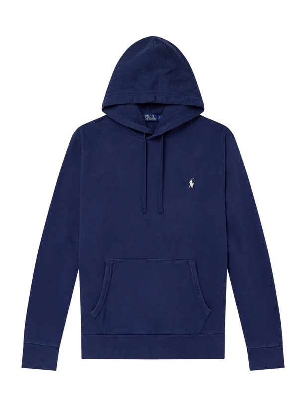 Photo: Polo Ralph Lauren - Logo-Embroidered Cotton-Jersey Hoodie - Blue