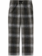 Needles - Straight-Leg Embellished Checked Wool-Blend Flannel Drawstring Trousers - Brown