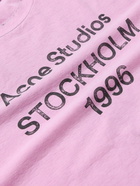 Acne Studios - Exford Distressed Logo-Print Cotton-Jersey T-Shirt - Pink