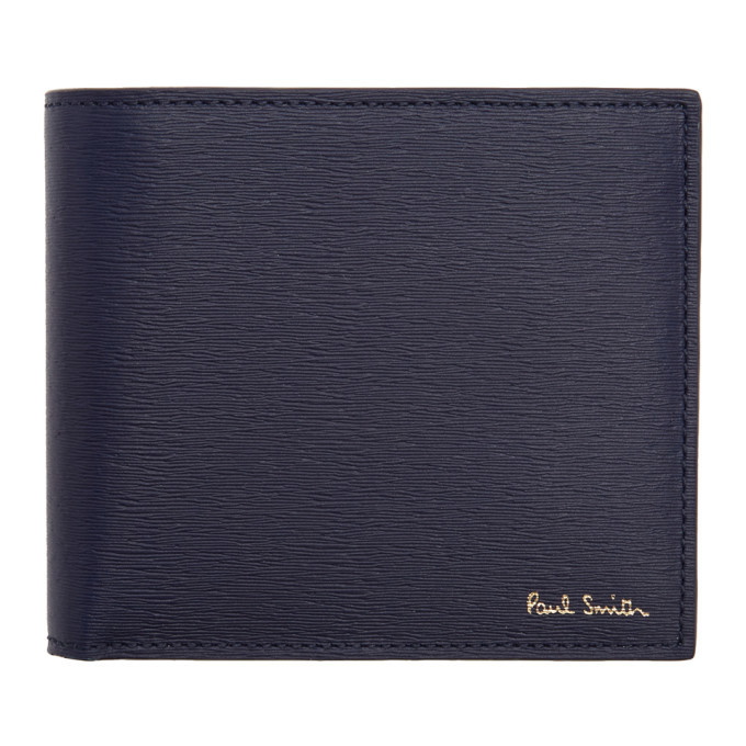 Photo: Paul Smith Navy Straw Grained Coin Bifold Wallet