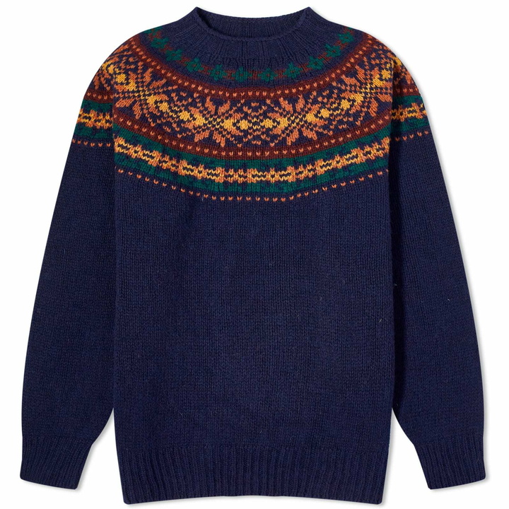 Photo: Howlin by Morrison Men's Howlin' Fragments of Light Yoke Crew Knit in Navy