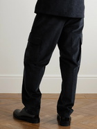 FRAME - Wide-Leg Cotton-Corduroy Cargo Trousers - Black