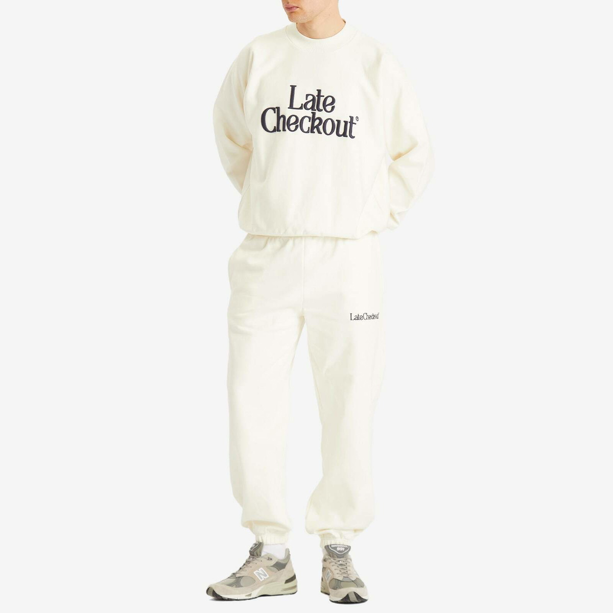 Late Checkout Men's Crewneck Sweatshirt in White