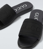 Gucci Logo canvas and leather slides