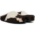 Marni White & Brown Fussbett Sabot Slip-on Loafers
