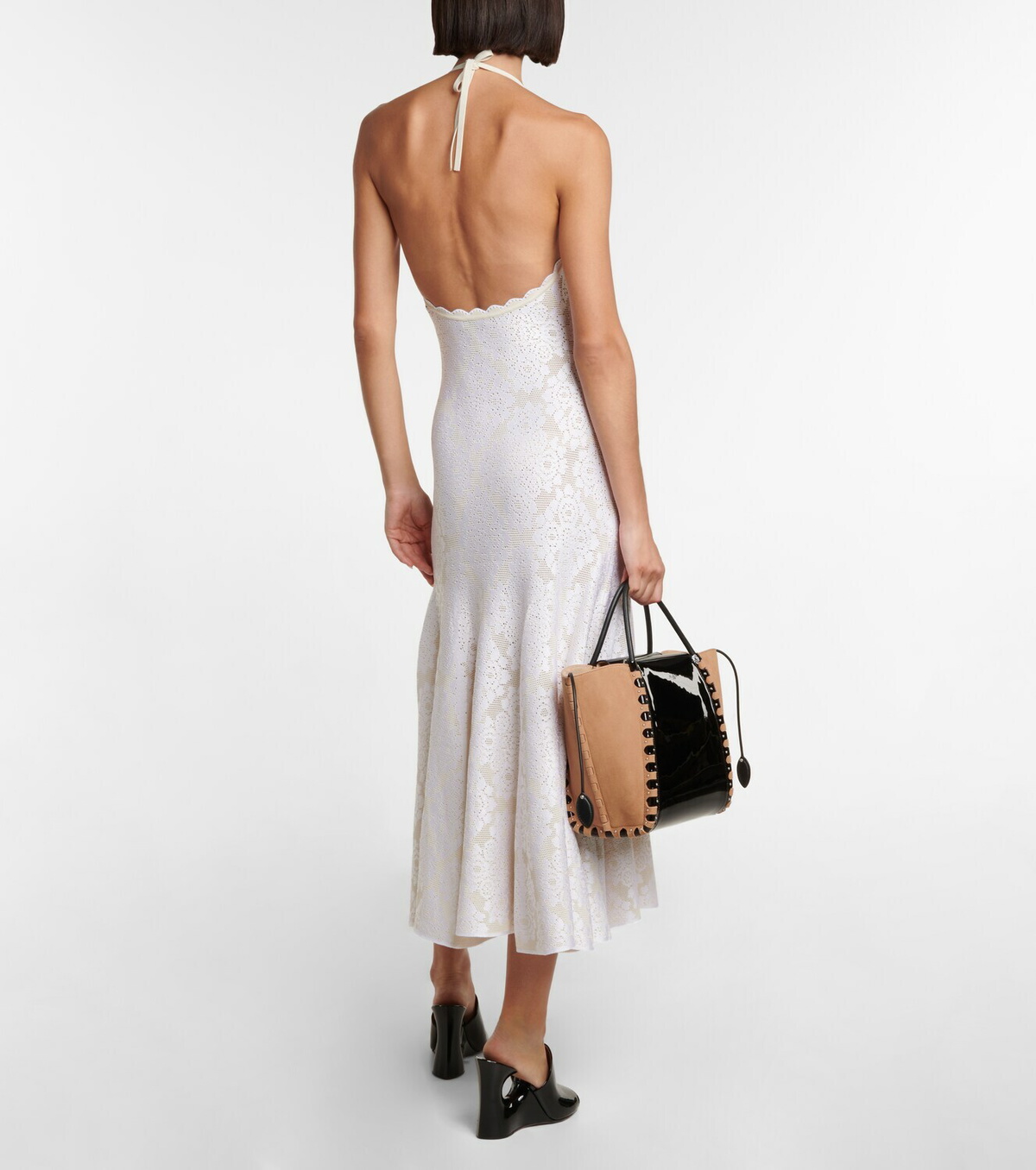Alaïa Halter-neck crêpe midi dress ALAÏA