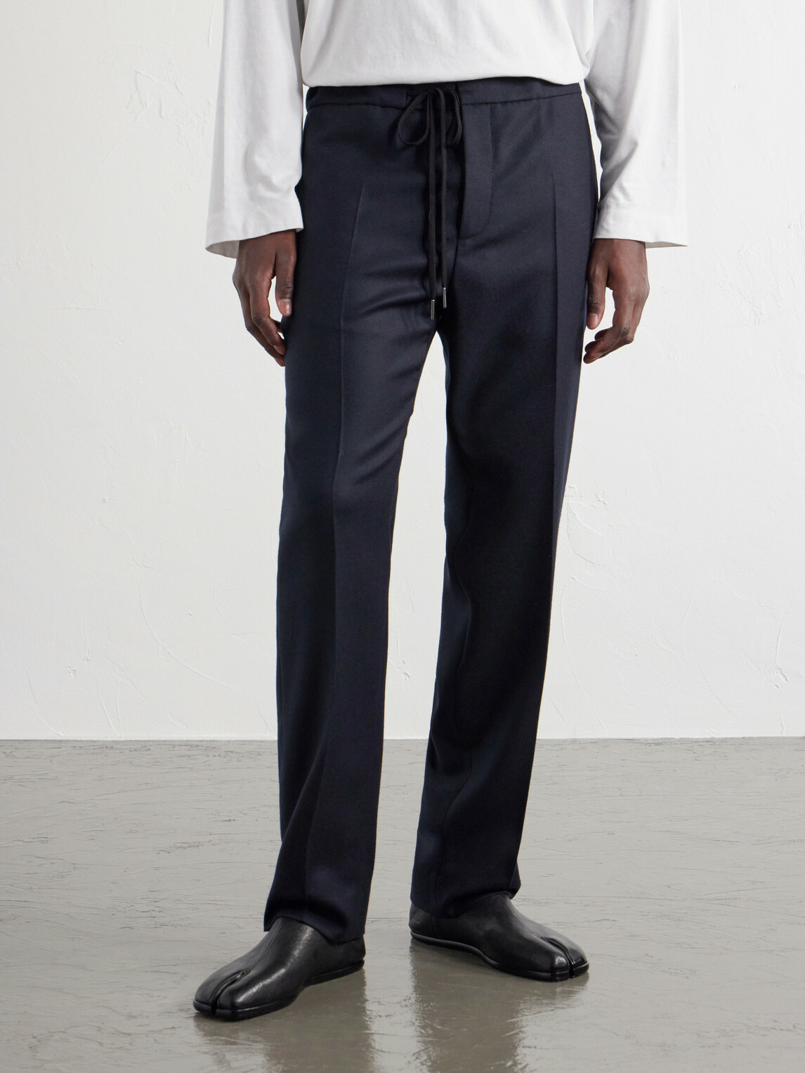 Maison Margiela - Straight-Leg Virgin Wool Drawstring Trousers - Blue