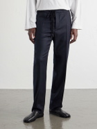 Maison Margiela - Straight-Leg Virgin Wool Drawstring Trousers - Blue