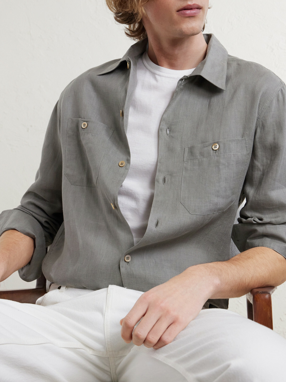 Brunello Cucinelli - Linen Shirt - Gray Brunello Cucinelli