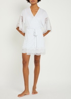 Eberjey Beatrix Lace-embellished Jersey Robe White