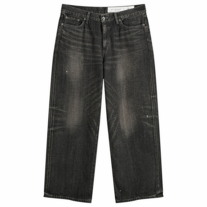 Photo: Neighborhood Men's Washed Denim DP Wide Jeans in Black