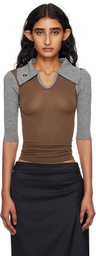 Kiko Kostadinov Khaki & Gray Larissa Knit Polo