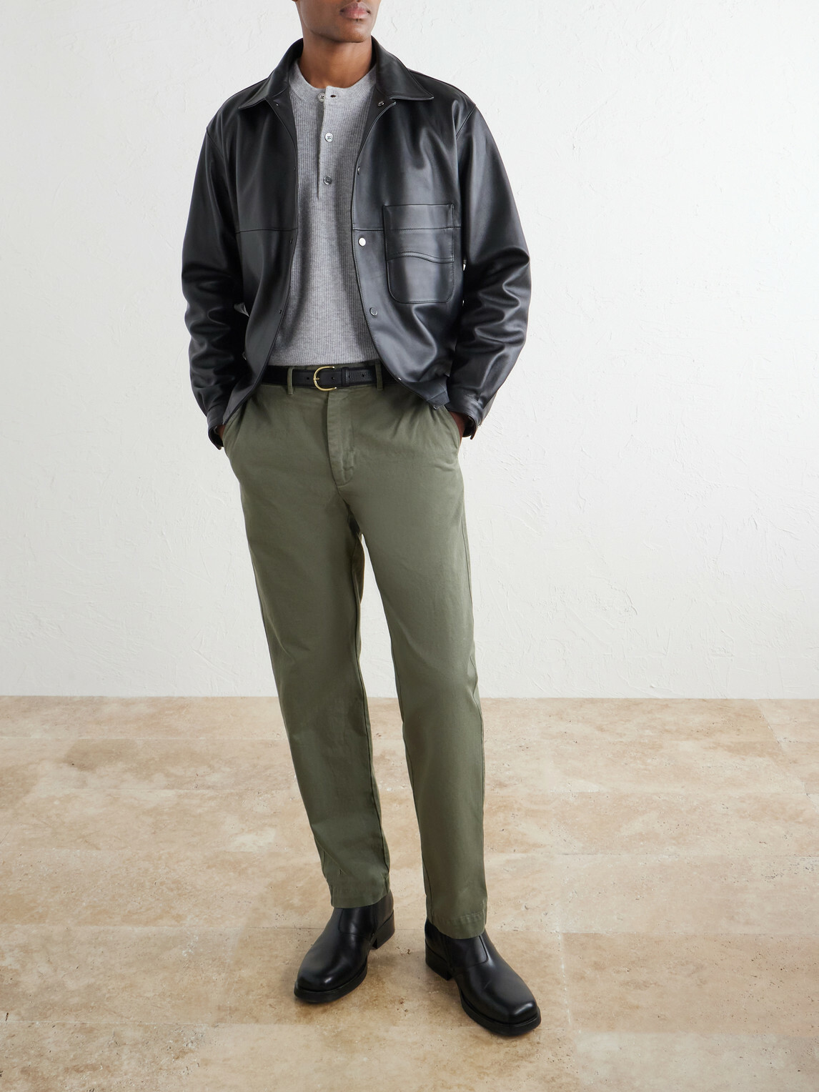 Hartford - Wool and Cashmere-Blend Waffle Henley Sweater - Gray