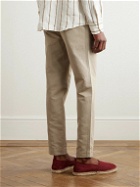 Mr P. - Steve Straight-Leg Pleated Organic Cotton and Linen-Blend Twill Trousers - Neutrals
