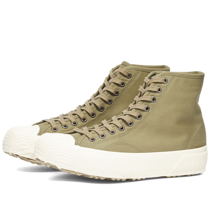 Photo: Artifact by Superga Men's 2435 Collect M51 Military Parka Jacket High Sneakers in Military Green/Off White