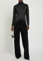Eileen Fisher Metallic-weave Merino Wool top Black
