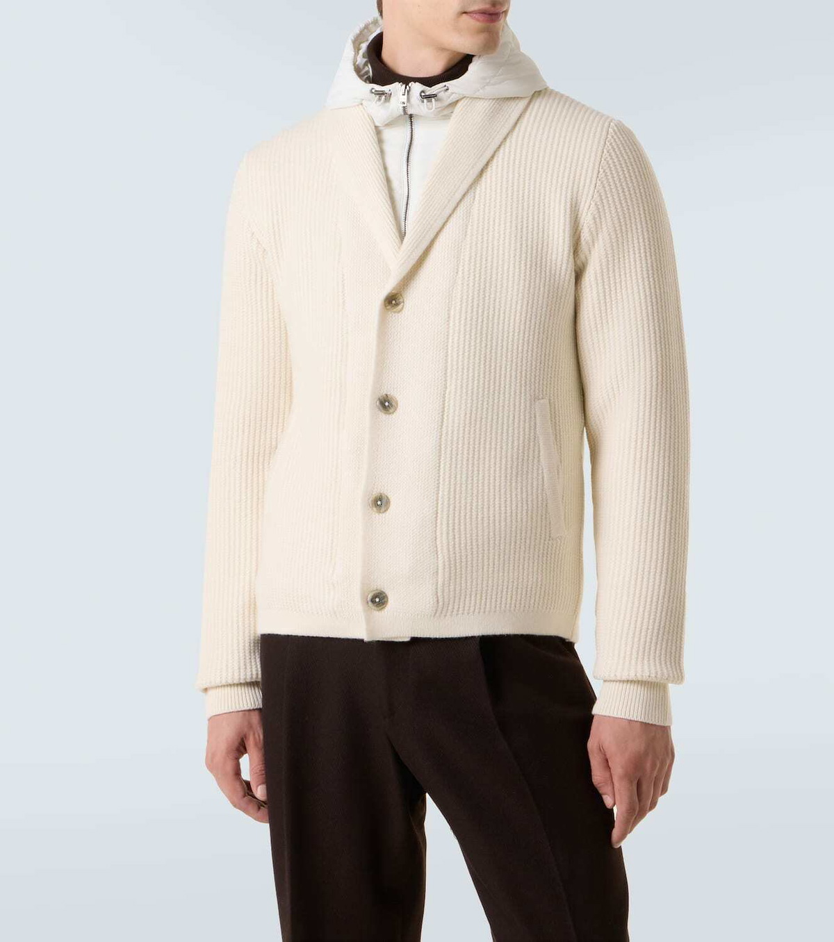 Herno Ribbed-knit wool cardigan