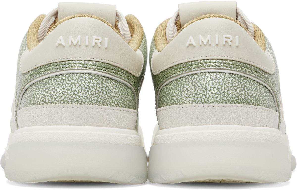 AMIRI White & Green Pebbled Classic Low Sneakers