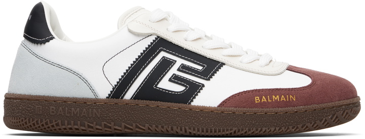 Photo: BALMAIN White Swan Suede & Nylon Sneakers