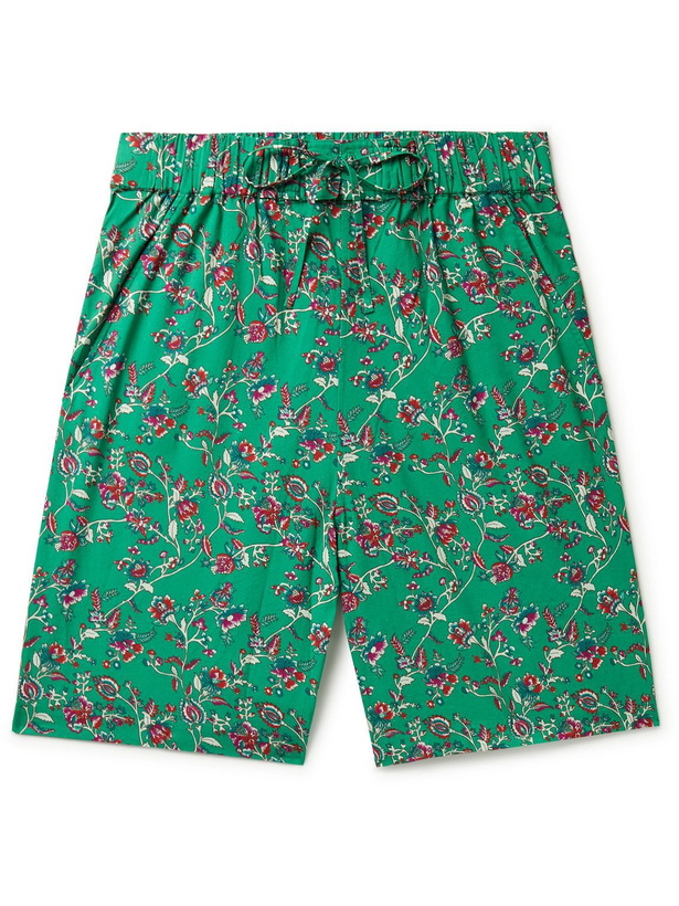 Photo: Isabel Marant - Vaiboh Wide-Leg Floral-Print Cotton-Twill Drawstring Shorts - Green