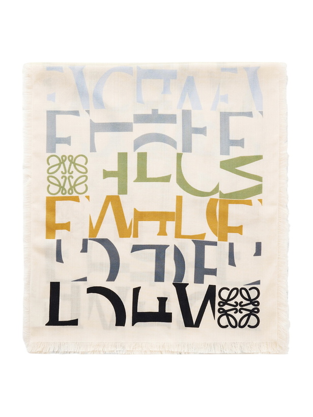 Photo: LOEWE - Fringed Logo-Print Wool, Silk and Cashmere-Blend Scarf