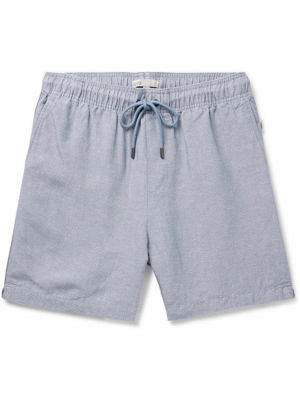 Photo: Onia - Air Straight-Leg Linen and Lyocell-Blend Drawstring Shorts - Blue