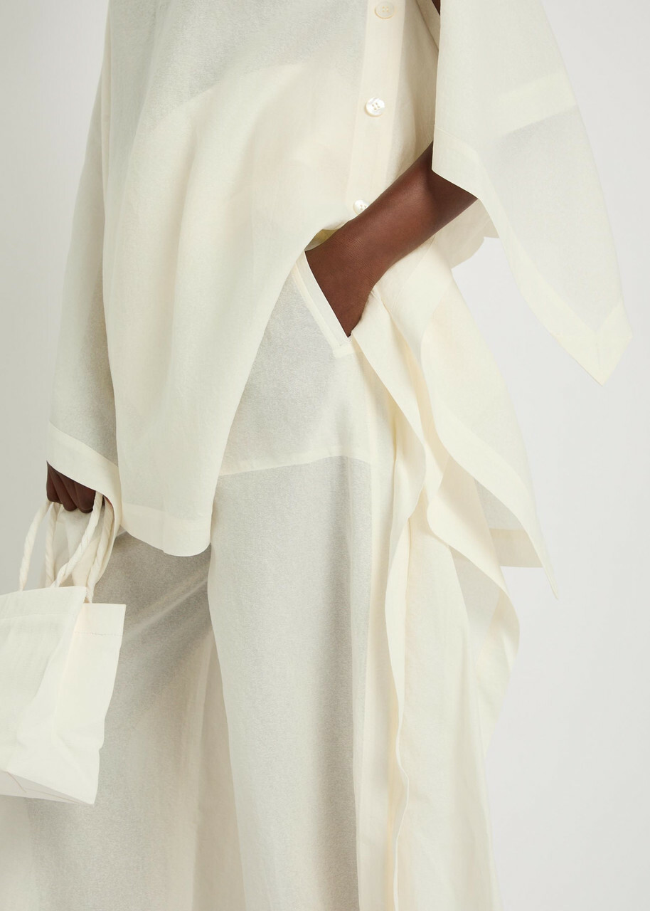 Issey Miyake Draped Wide-leg Paper-blend Trousers White