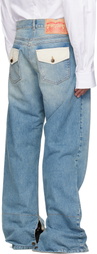 EGONlab Blue Contrasted Hem Jeans