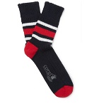 Corgi - Ribbed Striped Cotton Socks - Navy