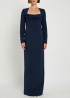 Rebecca Vallance Nemy Crepe Maxi Dress Navy